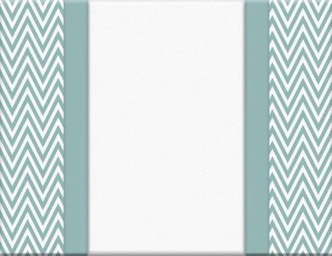 Blue and white chevron zigzag frame with ribbon background Stock Illustration