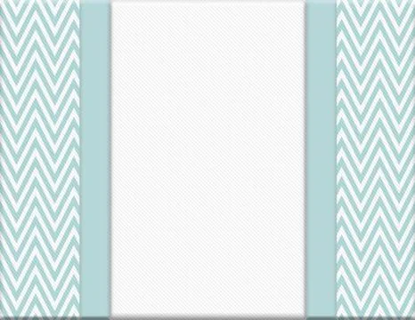 Blue and white chevron zigzag frame with ribbon background Stock Illustration