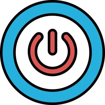 A blue and white circle with a red button in the center 스톡 일러스트