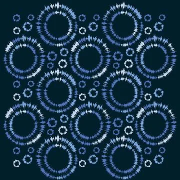 A blue and white circular pattern on a dark background Stock Illustration