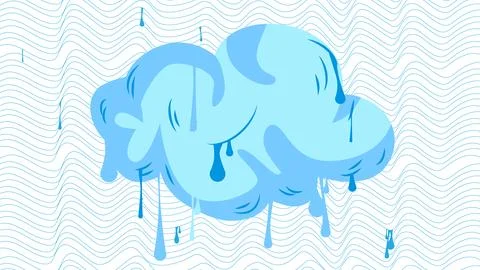 Blue and White Cloud Background Graffiti. Abstract modern street art decora.. Stock Illustration