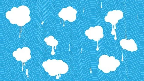 Blue and White Cloud Background Graffiti. Abstract modern street art decora.. Stock Illustration
