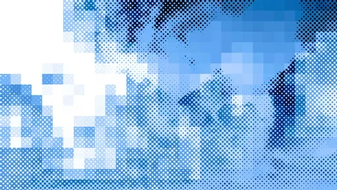 Blue and white clouds moving as a dot grid and in a tiled glittering mosaic. Stock Footage 150705403