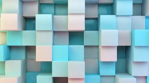 Blue and white cubes background 3d rendering Stock Illustration