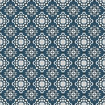 Blue and white damask vector seamless pattern. Stock-Illustration