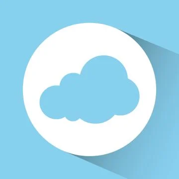 Blue and white design of cloud icon inside circle Ilustración de archivo