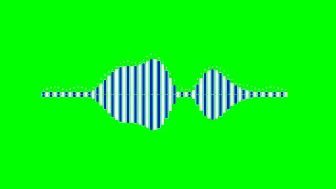 Blue and white digital sound wave visualization on a solid green background Stock Footage 340902997