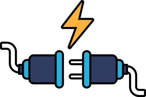 A blue and white drawing of a plug Stock Illustration