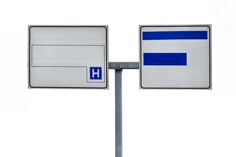 Blue and white empty traffic sign, isolated on white background Stock Photos