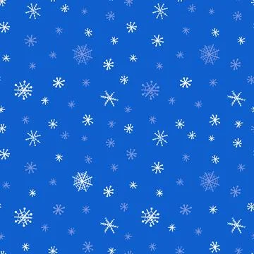 Blue and white falling snow, snowflake Christmas pattern イラスト素材