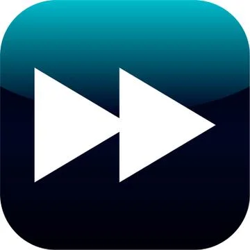 Blue and white fast forward web icon or button for phone or web app Illustrazione stock