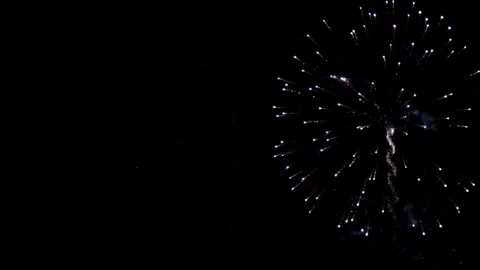 Blue and white fireworks create layered circular light patterns Stock Footage 329675889