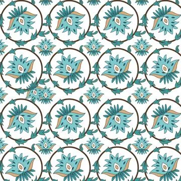 A blue and white floral pattern on a white background Stock Illustration