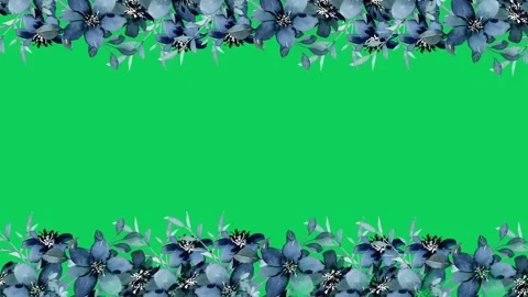 Blue and White Flower Corner Frame on Green Screen Background Wedding and V.. Stock Footage 294730353