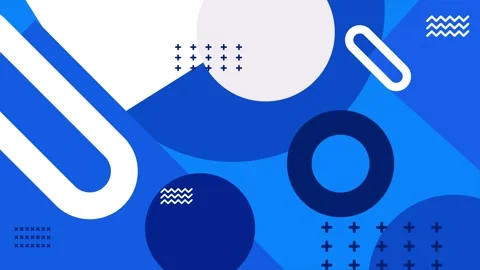 Blue and white geometric pattern elements and shapes in abstract design seamless Stock Footage 304939455