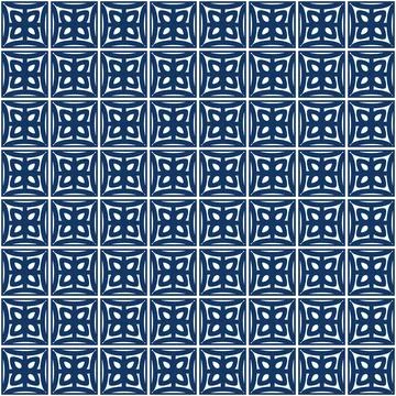 Blue and white geometric pattern with classic ornamental symmetry Stock Illustration