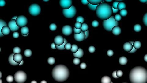 Blue and white glowing solid spheres floating in deep space create dense ab.. Stock Illustration