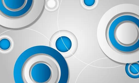 Blue and white gradient geometric circles background. Vector illustration. Illustrazione stock