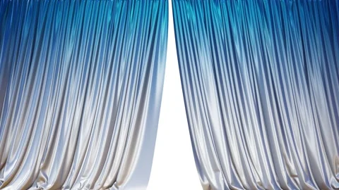 Blue and white gradient glossy textured curtain 3D animation with alpha Stock Footage 152884975