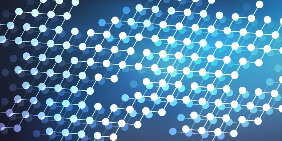 Blue and White Grid Pattern, 3D Network Mesh on Abstract Blurred Texture - .. Illustrazione stock