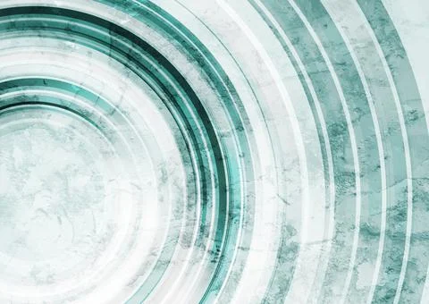 Blue and white grunge circular stripes abstract background Stock Illustration