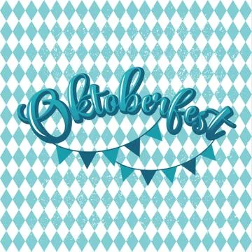 Blue and white header with scribble pattern and text Oktoberfest. illustratio Stock Illustration