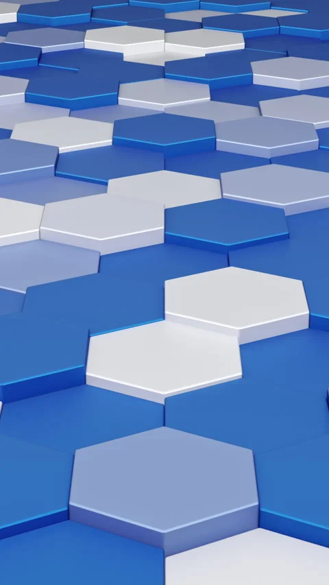 Blue and White Hexagon Field in Perspective Vertical Seamless Loop 스톡 동영상 345852731