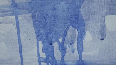 Blue and White Impressionist Paint Strokes on Textured Canvas Stock Footage 326576906