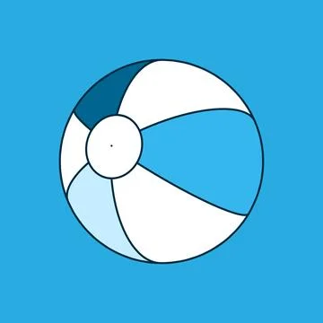 Blue and white inflatable beach ball illustration Stock Illustration