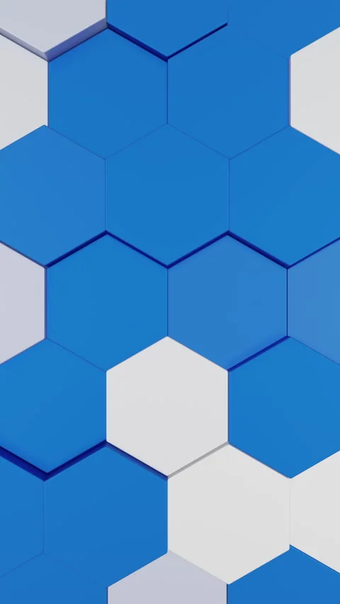 Blue and White Large Hexagon Mosaic Pattern Vertical Seamless Loop Vídeos de archivo 345852807