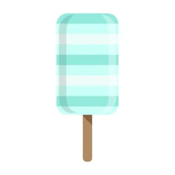 Blue And White Layered Ice-Cream Bar On A Stick, Colorful Popsicle Isolated Stock-Illustration