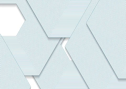 Blue and white linear hexagons abstract geometry design Stock Illustration