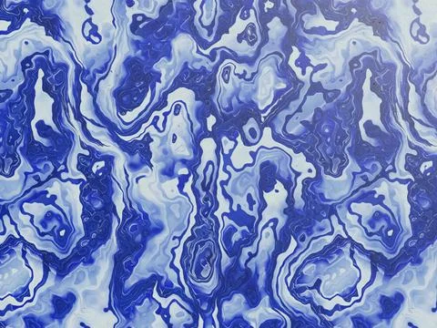 Blue and White Liquid Marble Texture Stock Illustration