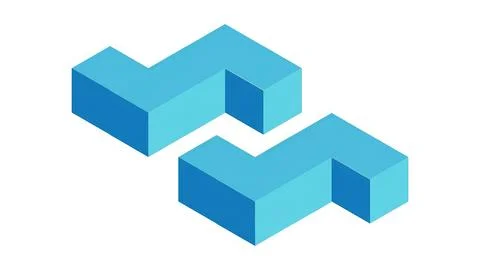 A blue and white logo with two squares and a triangle Stock Illustration