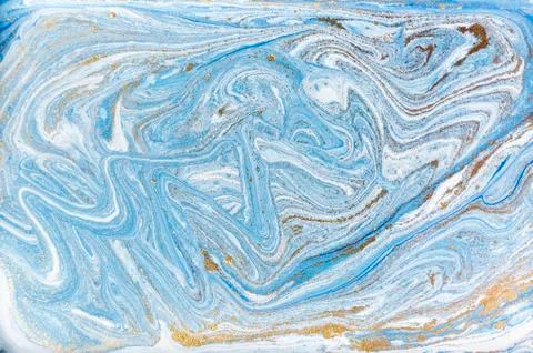Blue and white marbling pattern with gold glitter. Marble liquid texture. 스톡 일러스트