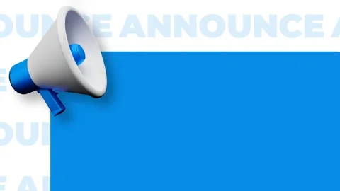 Blue and White Megaphone on Blank Blue Banner for Important Notice and Anno.. Stock Footage 340401168
