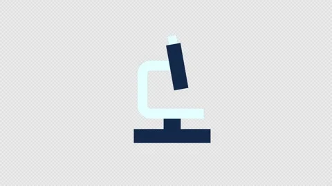 A blue and white microscope icon concept animation with alpha channel Stock Footage 270141921