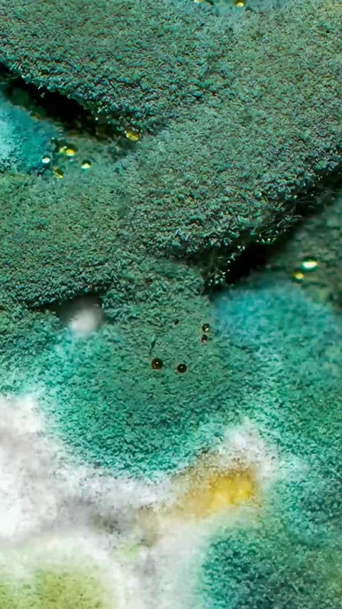 Blue and white mold with an interesting pattern Stock Footage 301981330