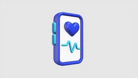 Blue and white object with heart shaped design Loop Alpha Stock Footage 308223183