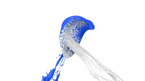 Blue and white paint splashes collide and form ball (FULL HD) Stockbeeldmateriaal 36826094