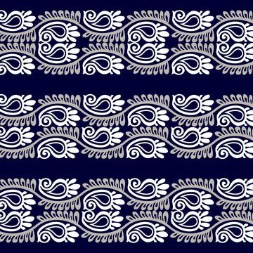 A blue and white pattern with elegant swirling designs Stock Illustration