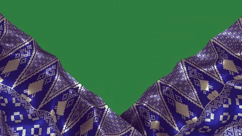 A blue and white pattern on green background close up of tie green screen Video stock 337341774
