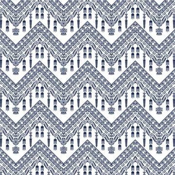 A blue and white pattern with people on it Stock Illustration
