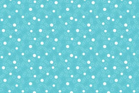 Blue and white pills pattern. Blue medical background Stock Illustration