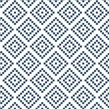Blue and white pixel art geometric seamless pattern 스톡 일러스트