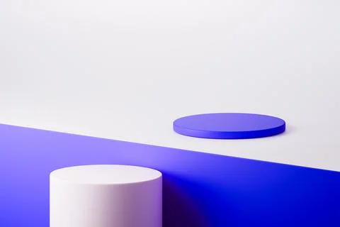 Blue and white podium for technical product showcase Stock Illustration