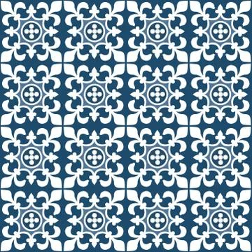 Blue and white Portuguese pattern Tiles Stock Illustration