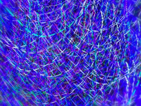 Blue and white progressive rhythmic light trails on a dark background Stock Illustration