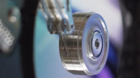 Blue and white reflections on hdd platters. Data restoration Stock Footage 204944408