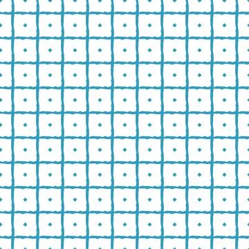 Blue and white repeat seamless pattern. Drawing is composed of rough squares  Stock Illustration